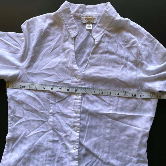Talbots 100% Cotton White Button Front Shirt Size 10 Long Sleeve Blouse - Picture 4 of 6